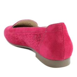 Wide Fit Laser Cut Slip On Shoes - Fuschia