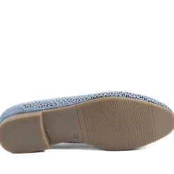 Wide Fit Laser Cut Slip On Shoes - Light Blue