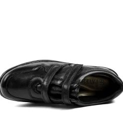 Wide Fit Leather Adjustable Fit Shoes - Black