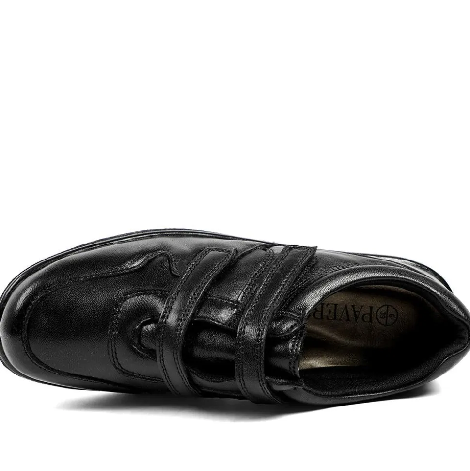 Wide Fit Leather Adjustable Fit Shoes - Black