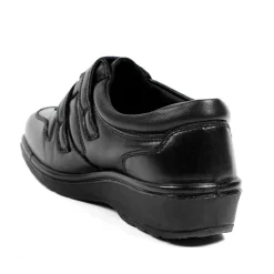 Wide Fit Leather Adjustable Fit Shoes - Black