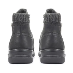 Wide Fit Leather Ankle Boots - Black
