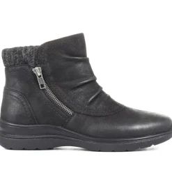 Wide Fit Leather Ankle Boots - Black