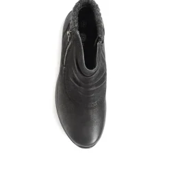 Wide Fit Leather Ankle Boots - Black