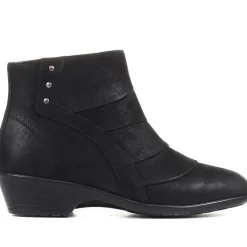 Wide Fit Leather Ankle Boots - Black
