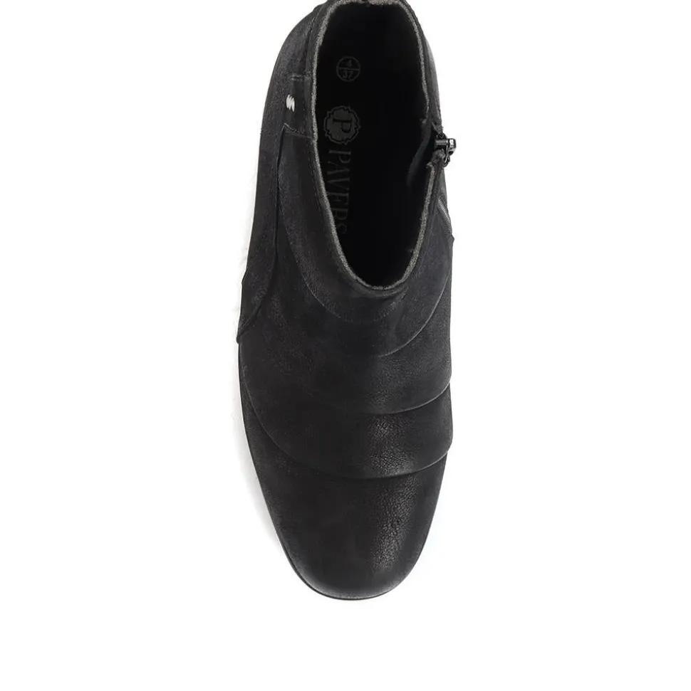 Wide Fit Leather Ankle Boots - Black