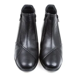 Wide-Fit Leather Ankle Boots - Black