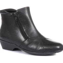 Wide-Fit Leather Ankle Boots - Black