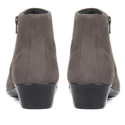 Wide Fit Leather Ankle Boots - Grey
