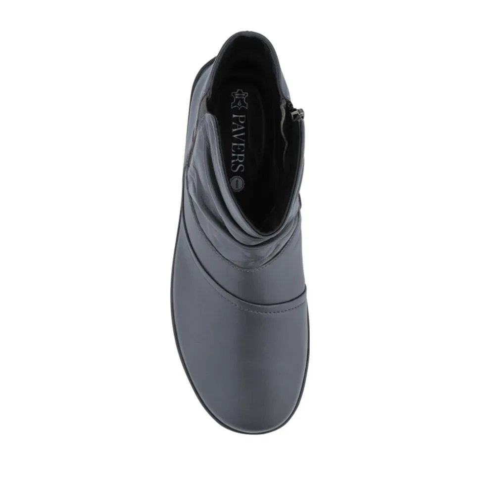Wide Fit Leather Ankle Boots - Grey