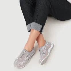 Wide Fit Leather Arch Support Trainers - Denim