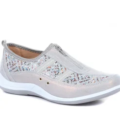 Wide Fit Leather Arch Support Trainers - Denim