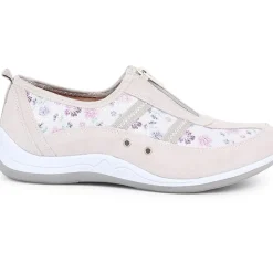 Wide Fit Leather Arch Support Trainers - Floral