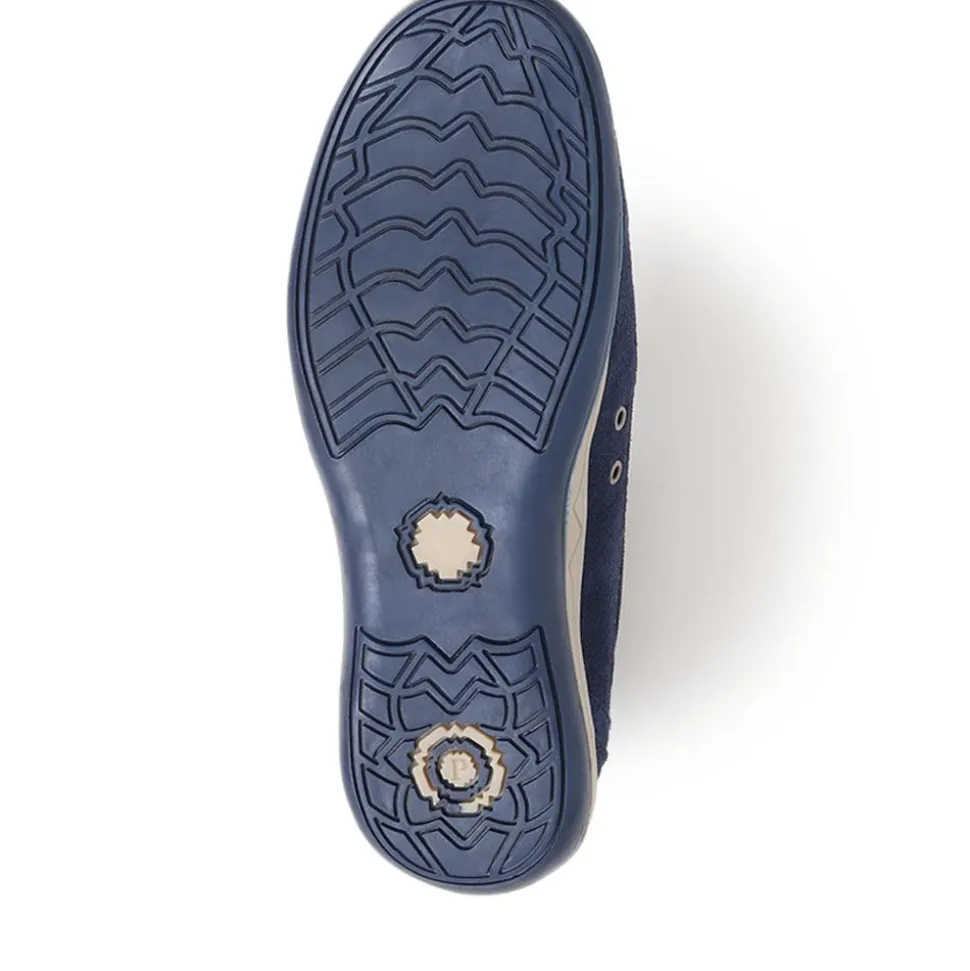 Wide Fit Leather Arch Support Trainers - Navy Multi
