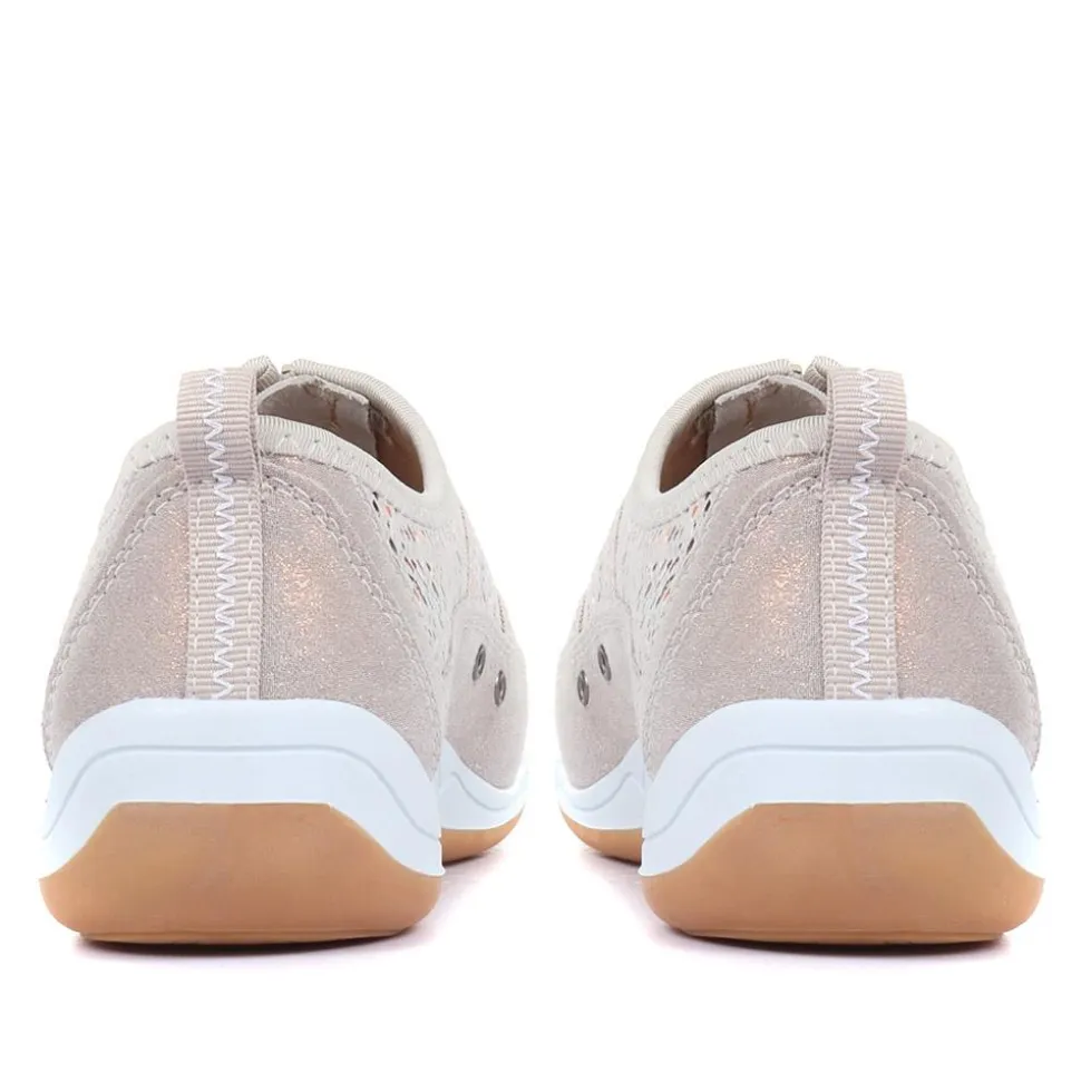 Wide Fit Leather Arch Support Trainers - Stone