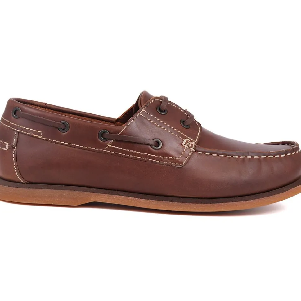 Wide Fit Leather Boat Shoes - Brown