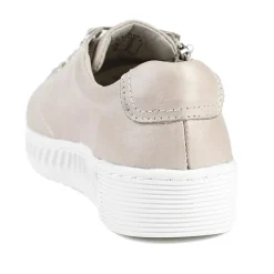Wide Fit Leather Breathable Platform Trainers - Stone