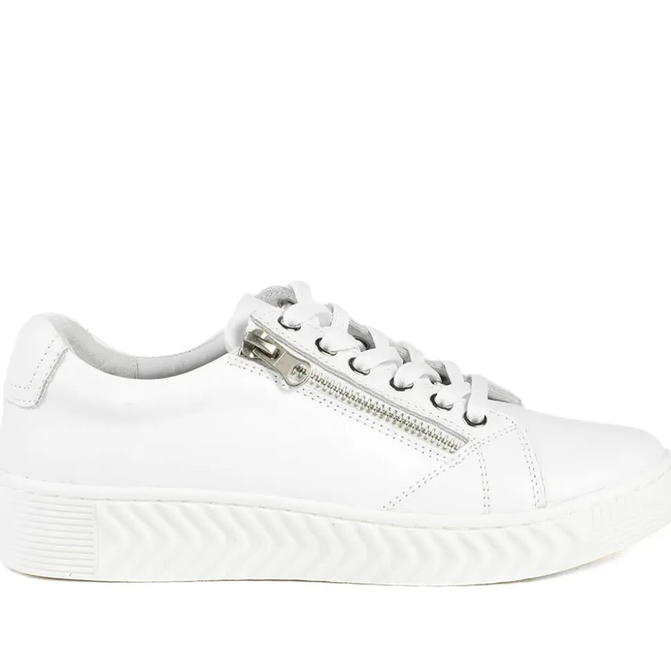 Wide Fit Leather Breathable Platform Trainers - White