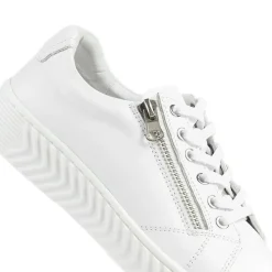 Wide Fit Leather Breathable Platform Trainers - White