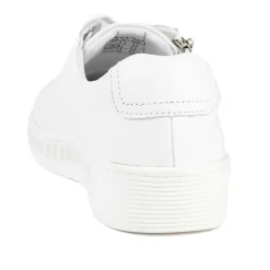 Wide Fit Leather Breathable Platform Trainers - White