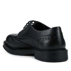 Wide Fit Leather Brogue Derby Shoes - Black