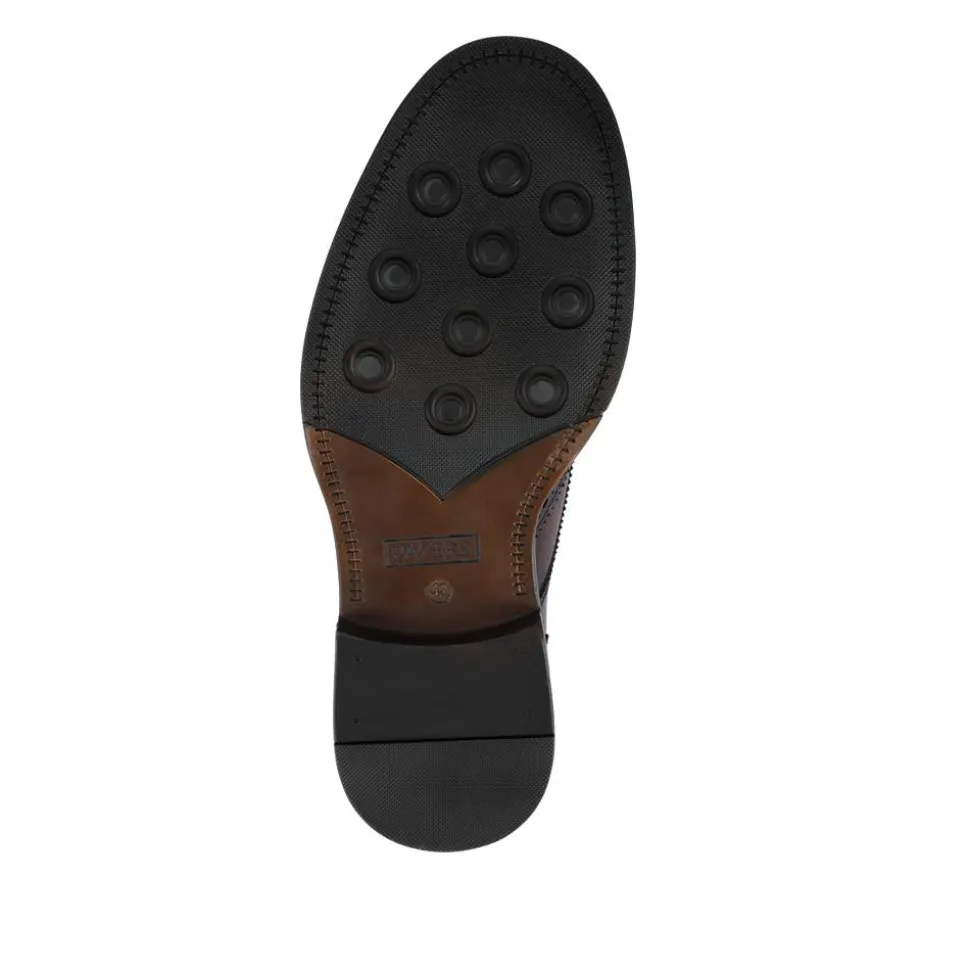 Wide Fit Leather Brogue Derby Shoes - Brown