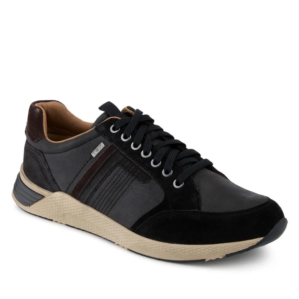Wide Fit Leather Casual Cushioning Trainers - Black