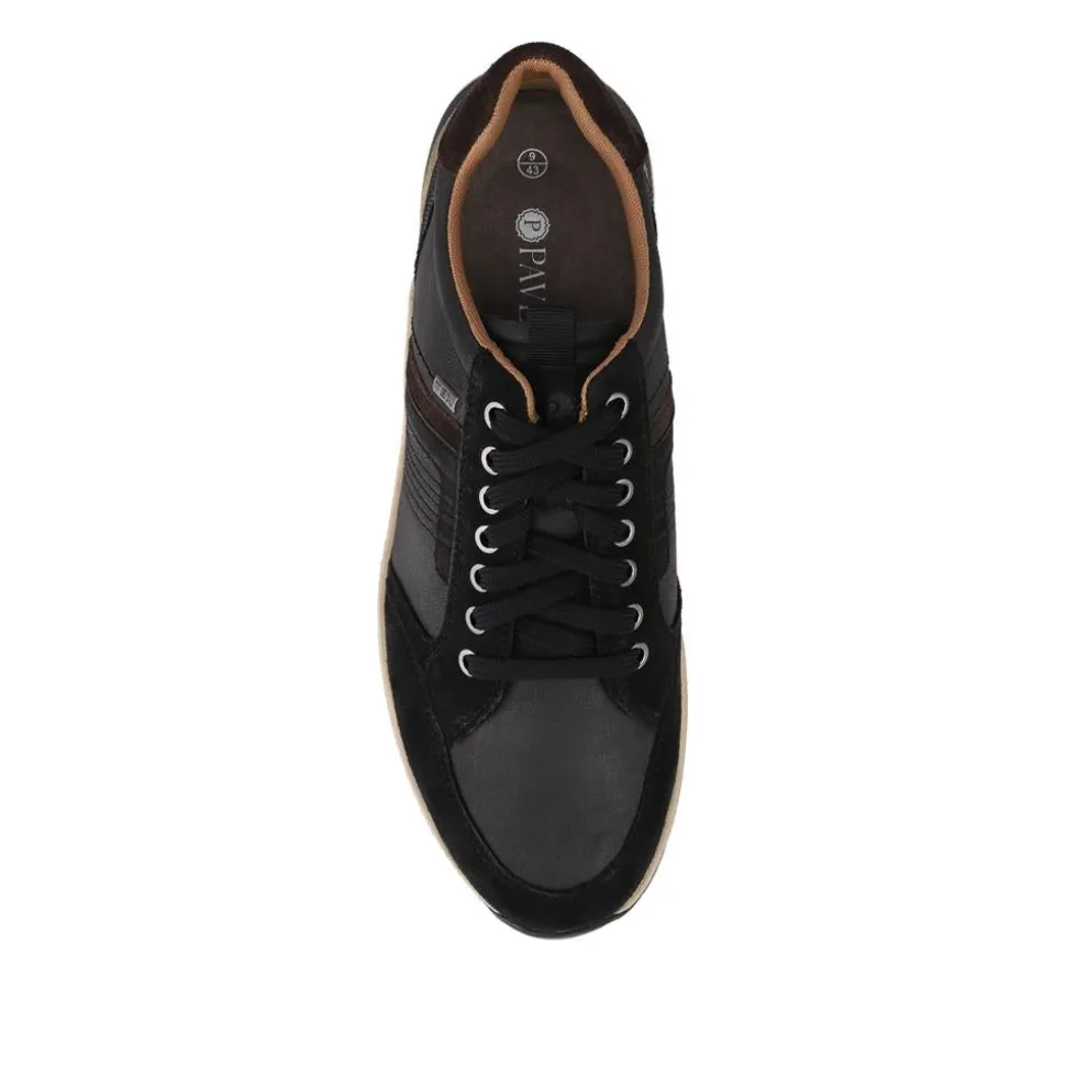 Wide Fit Leather Casual Cushioning Trainers - Black