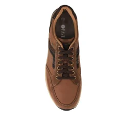 Wide Fit Leather Casual Cushioning Trainers - Brown
