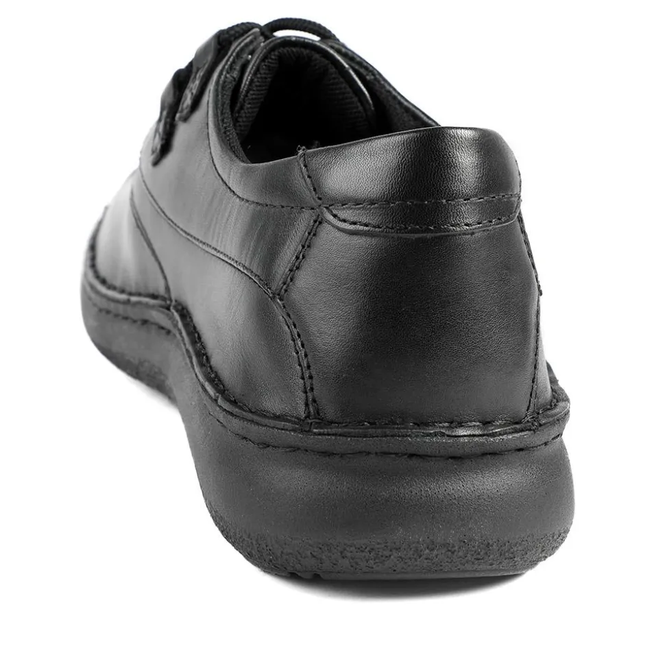 Wide Fit Leather Casual Lace Up Shoes - Black