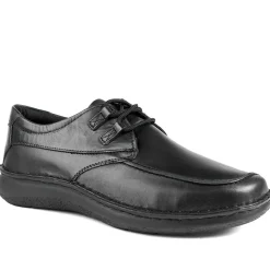 Wide Fit Leather Casual Lace Up Shoes - Black