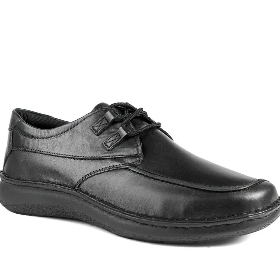 Wide Fit Leather Casual Lace Up Shoes - Black
