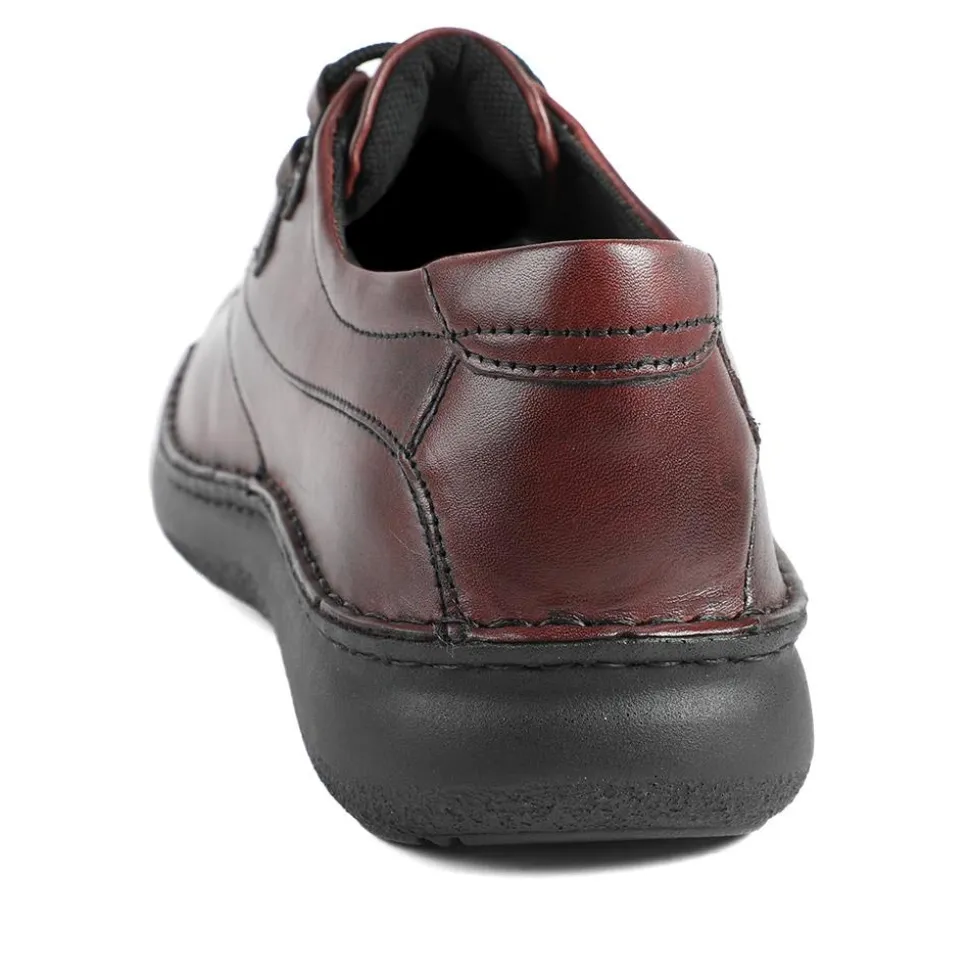 Wide Fit Leather Casual Lace Up Shoes - Bordeaux