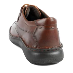 Wide Fit Leather Casual Lace Up Shoes - Cognac