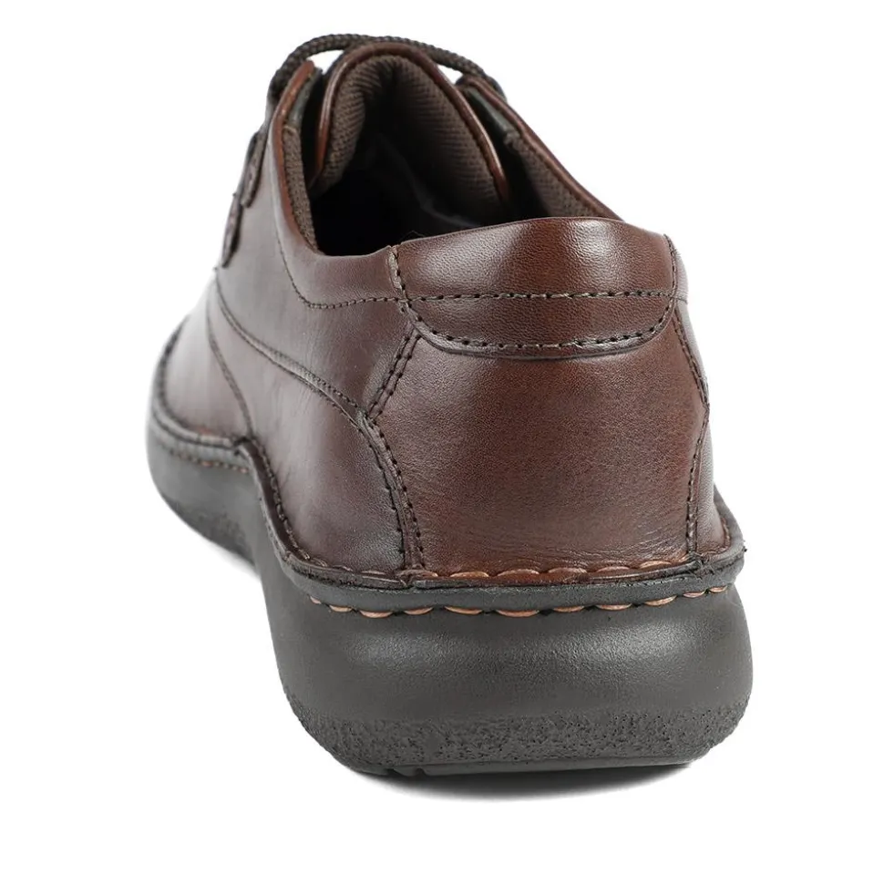 Wide Fit Leather Casual Lace Up Shoes - Dark Brown