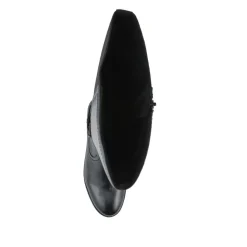 Wide Fit Leather Elasticated Long Boots - Black