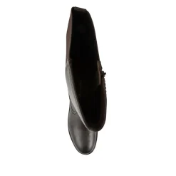 Wide Fit Leather Elasticated Long Boots - Chocolate
