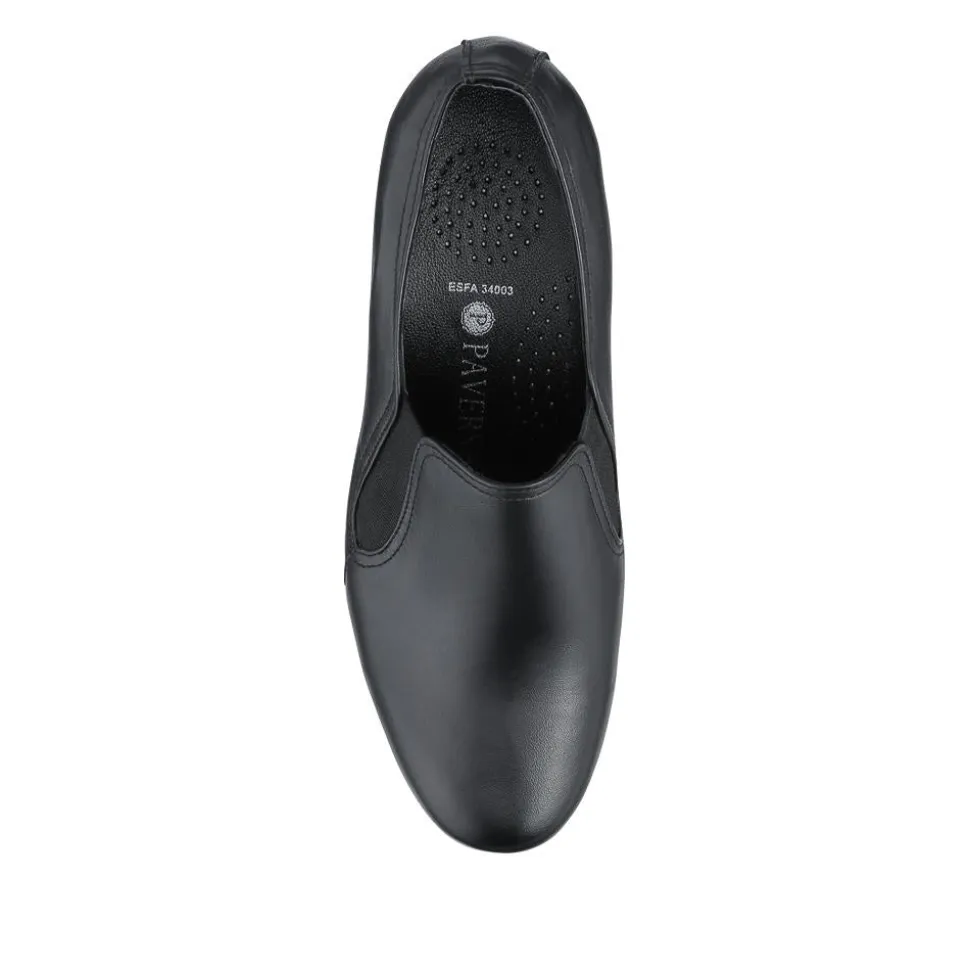 Wide Fit Leather Elasticated Slip-On Shoes - Black