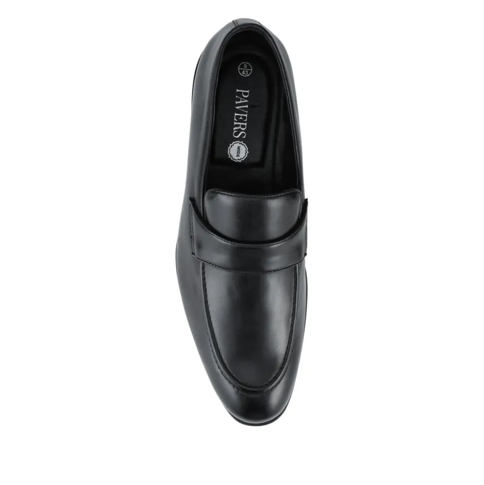 Wide Fit Leather Heeled Loafers - Black