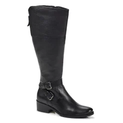 Wide Fit Leather Knee Boots - Black