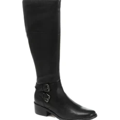 Wide Fit Leather Knee Boots - Black