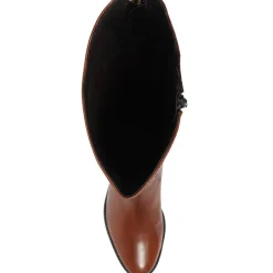 Wide Fit Leather Knee Boots - Tan