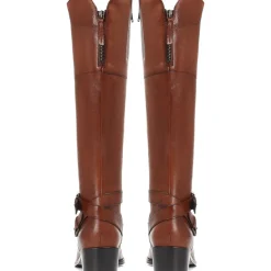 Wide Fit Leather Knee Boots - Tan