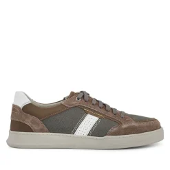 Wide-Fit Leather Laced Trainers - Charcoal