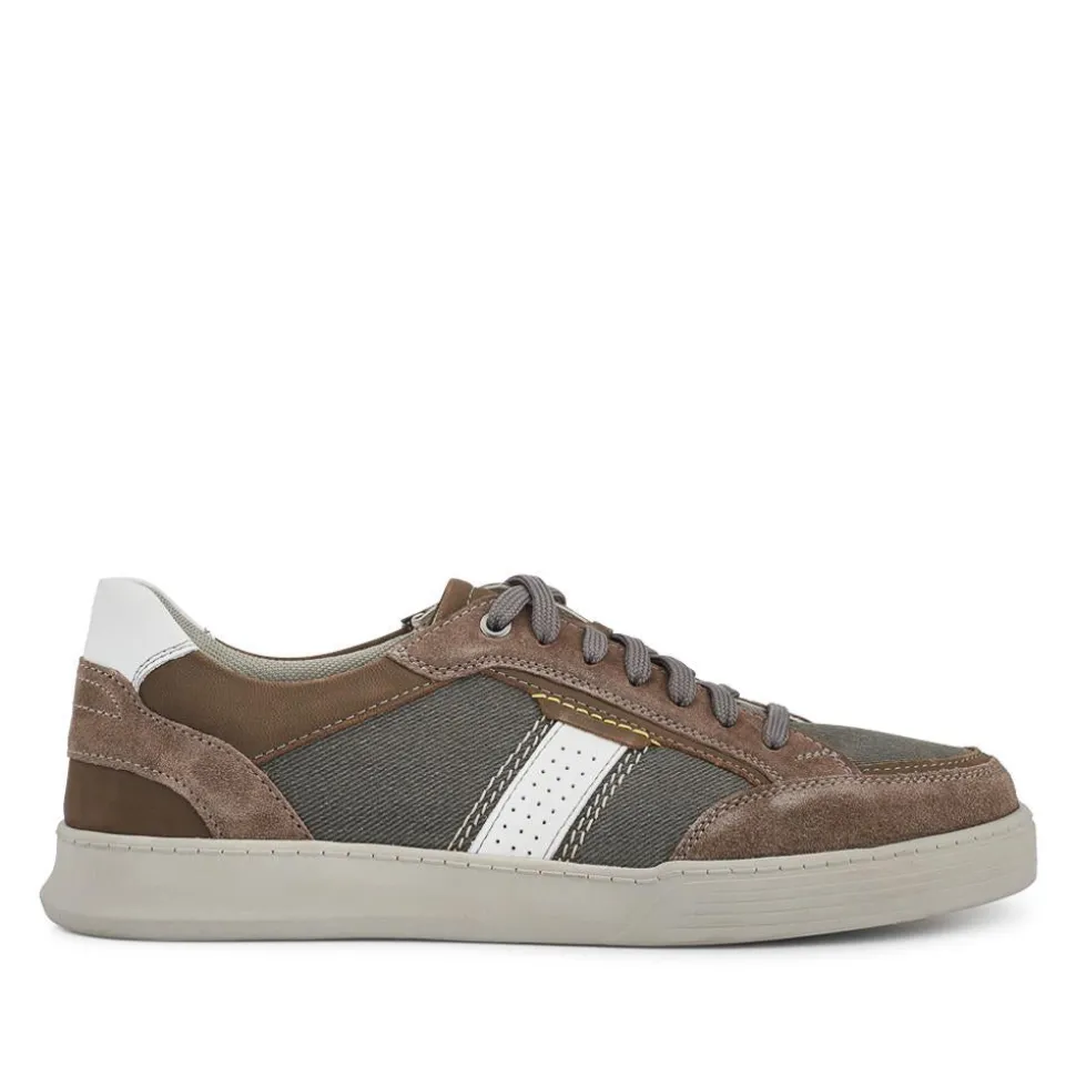 Wide-Fit Leather Laced Trainers - Charcoal