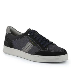 Wide-Fit Leather Laced Trainers - Navy