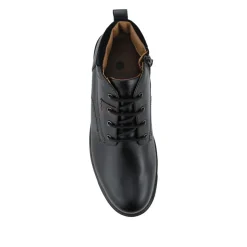 Wide Fit Leather Lace Up Boots - Black