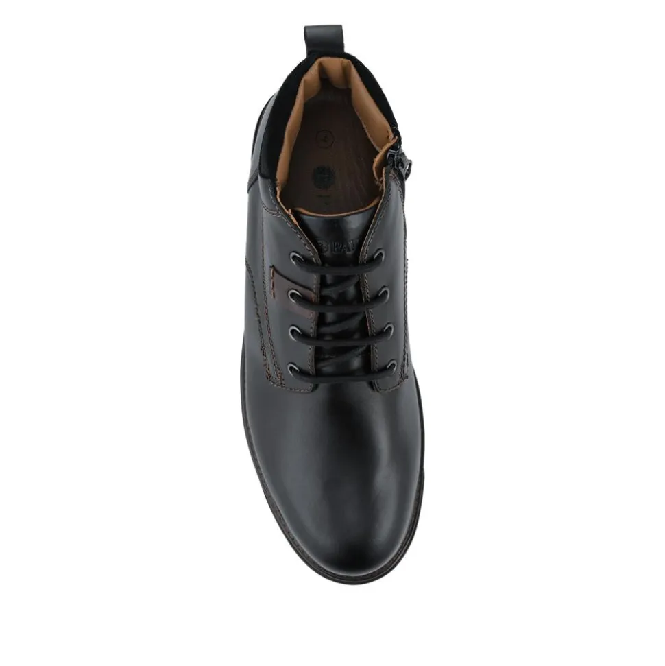 Wide Fit Leather Lace Up Boots - Black