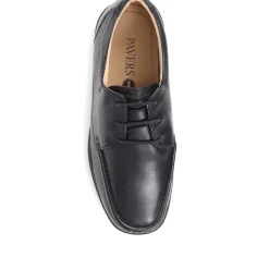 Wide Fit Leather Lace-Up Shoes - Black