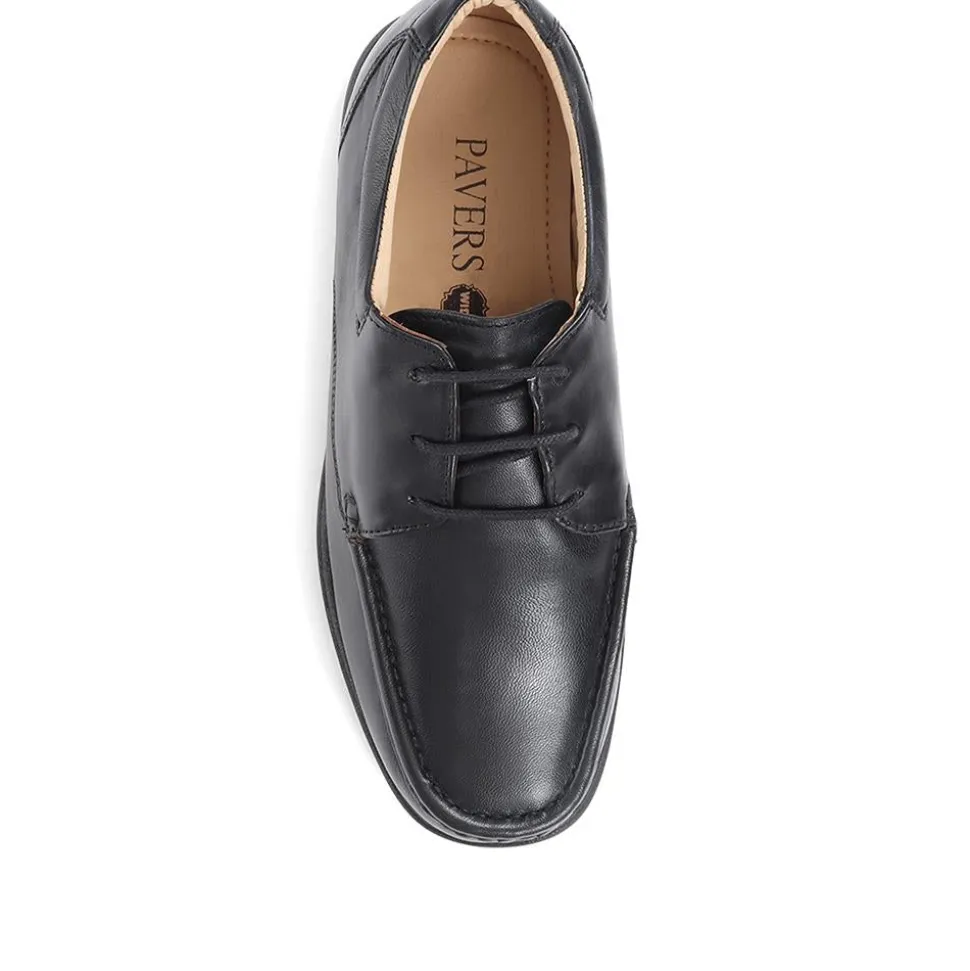 Wide Fit Leather Lace-Up Shoes - Black